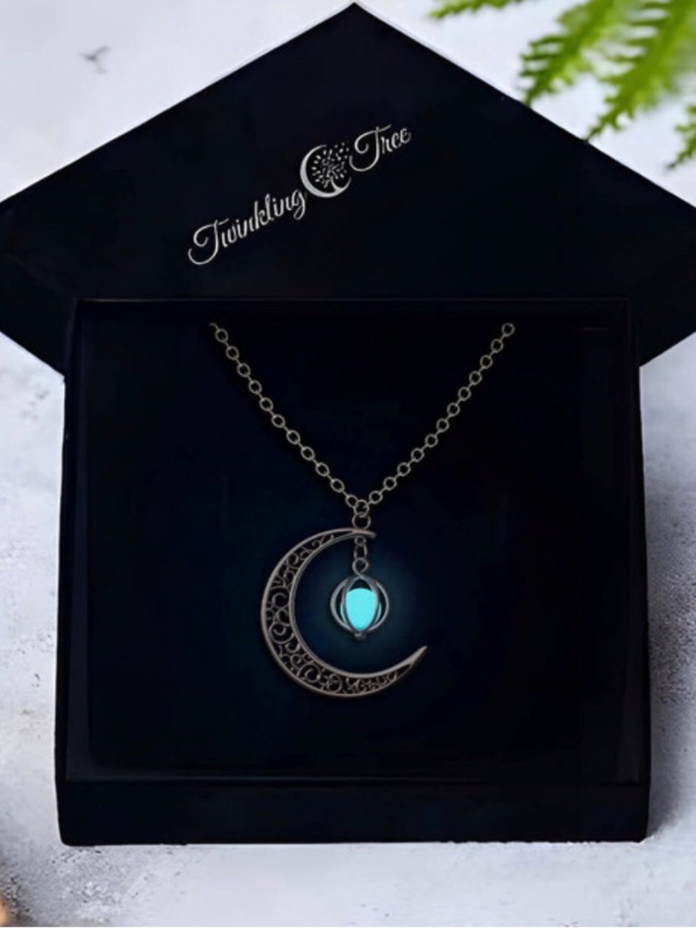 NWT Twinkling Tree Moon Pendant Necklace in Turquoise Enchanted Moonstone $99